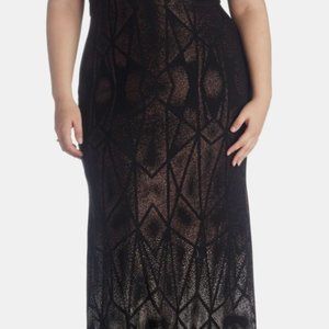 NWT Size 18W Betsy & Adam cap sleeve ombre gown